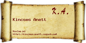 Kincses Anett névjegykártya