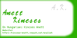 anett kincses business card